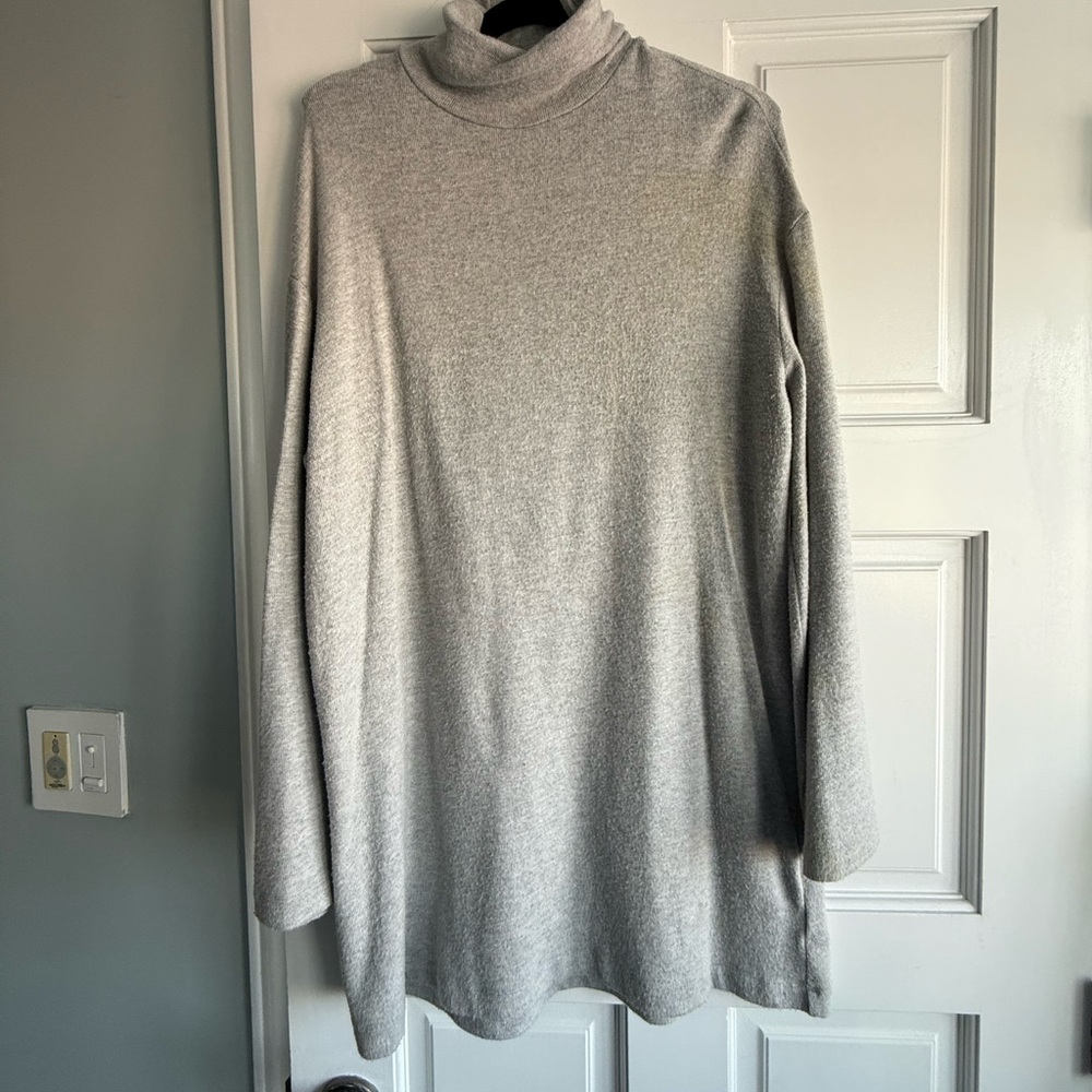 Reformation Jeans Jumper Dress Roll Neck Long Sleeve Knit Light Grey - S